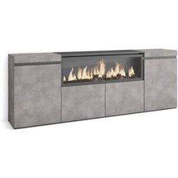 Skraut home Aparador efecto madera cemento 208x35x75cm chimenea efecto fuego