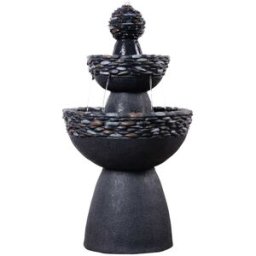 Teamson Fuente zen 3 niveles para terraza jardín, gris, 93cm