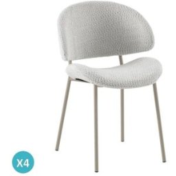 GEESE HOME Pack de 4 sillas tapizadas en chenilla color blanco
