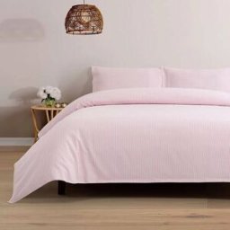 Casa da Laura Funda nórdica rayas 100% algodón rosa cama 135/150 cm (saco 240 x 220