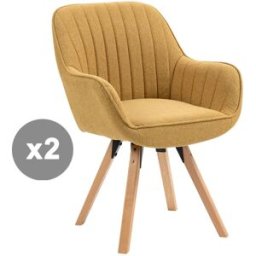 Meubles Cosy Conjunto de 2 sillas de comedor giratorias con brazos estilo amarillo