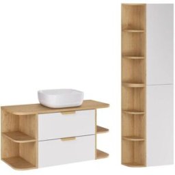 Petits meubles Mueble de lavabo mate 100cm paneles laminados blanco