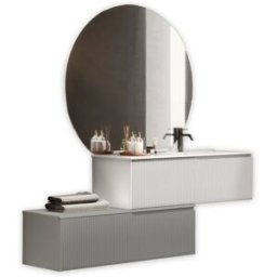 AQA DESIGN Mueble de baño bañera derecha 4 piezas en mdf blanco/gris