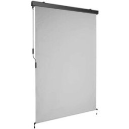Tectake Toldo vertical con manivela, 2 soportes pared, 120x250 cm, gris claro