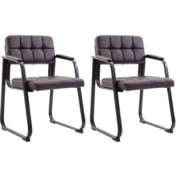 CLP Set de 2 sillas con patas de metal y asiento en Simil cuero Marrón