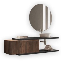 AQA DESIGN Mueble de baño 5 piezas en mdf antracita/roble rio
