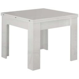 Whous Mesa extensible para 6-8 personas 90/180 cm color blanco brillo