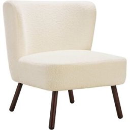 Tectake Sillón de cóctel estilo teddy, acolchado, funda de bouclé, blanco roto
