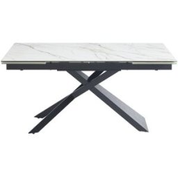 Unique Mesa de comedor cristal negro, blanco