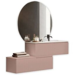 AQA DESIGN Mueble de baño bañera derecha 4 piezas en mdf rosa polvo