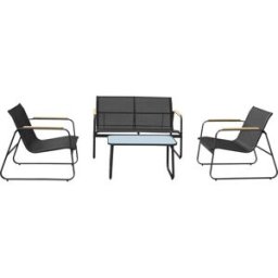 Happy Garden Conjunto de muebles de jardín de 4 plazas - aluminio gris antracita