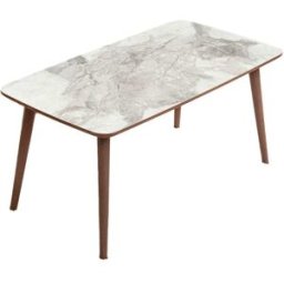 Calicosy Mesa de centro tablero rectangular decoración de mármol blanco l100 cm