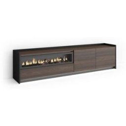 Skraut home Mueble tv efecto madera roble negro 207x37x50cm chimenea efecto fuego