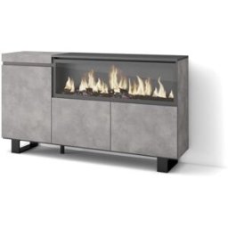 Skraut home Aparador efecto madera cemento 158x35x87cm chimenea efecto fuego