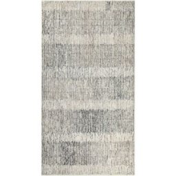 Wecon Home Alfombra beige y gris tejida a mano con rayas 70x140