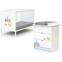 Webaby Cama y cambiador para bebé renard madera blanco
