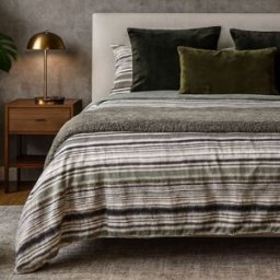 Alo Home Funda nórdica 3 piezas algodón 100% rayas verdes cama 150 cm