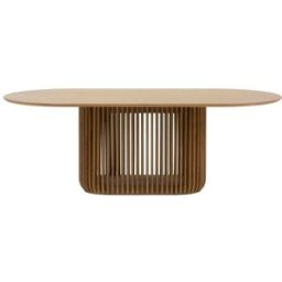 WOODEK Mesa de comedor de roble macizo y chapa de roble, acabado mate