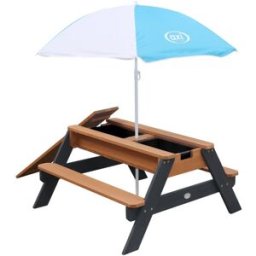 Axi Mesa de picnic para arena y agua con sombrilla, madera fsc, gris