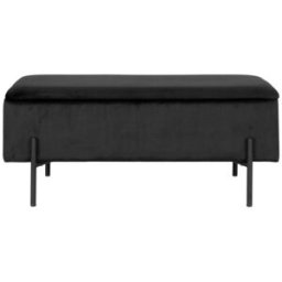 House Nordic Banco con cofre de almacenamiento de terciopelo y metal - negro