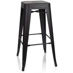 hjh OFFICE Taburete de bar metal negro mate