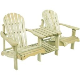 Axi Silla de jardín doble con mesa de madera - natural