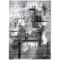 Tapiso Alfombra de salón blanco gris negro delgada 200 x 200 cm
