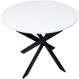 Skraut home Mesa comedor redonda efecto madera blanca y negra 90x90x77cm