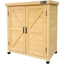 Axi Armario de jardín con estante, madera fsc, marrón, 80 x 45 x 93 cm