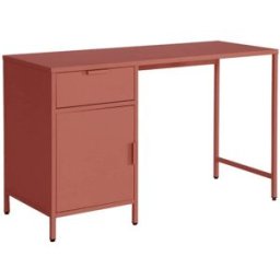 sweeek Escritorio de acero laminado, 1 cajón, terracotta