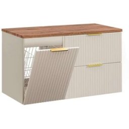 Petits meubles Mueble bajo lavabo 100cm cesto de ropa paneles mdf cachemira y madera