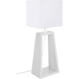 Tosel Lámpara de mesa madera blanco pantalla blanco