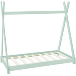 ML-Design Cama infantil tipi 70x140 cm color verde con anticaída y somier