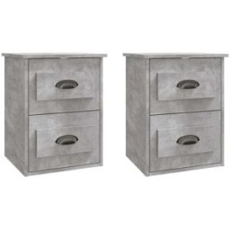 Maison Chic Juego de 2 mesita de noche de pared madera gris 41,5x36x53 cm