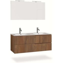 AQA DESIGN Mueble de baño de 5 piezas con doble bañera en mdf roble oscuro
