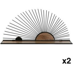 NIYLO Conjunto de 2 estanterías de pared en acero negro 58x10,5x28 cm