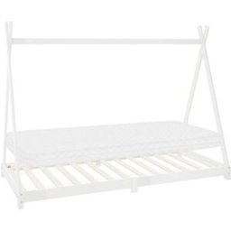 ML-Design Cama infantil tipi 90x200cm blanco con colchón de espuma y somier