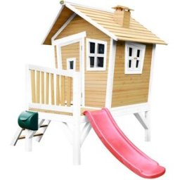 Axi Casita infantil con tobogán rojo, de madera fsc, marrón/blanco