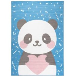 Tapiso Alfombra para niños azul rosa blanco panda fina 160 x 220 cm