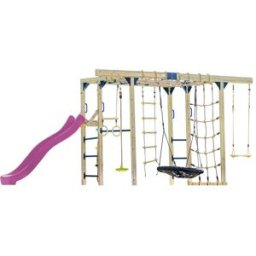 Axi Parque infantil de madera marrón con tobogán morado