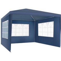 Tectake Pabellón 3x3m con 3 paneles laterales, resistente al agua y uv, azul