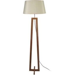 Tosel Lámpara de pie cuadrúpedo madera nuez metal pantalla beige