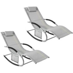 SoBuy 2x muebles de jardin mecedora silla tumbona de exterior reclinable