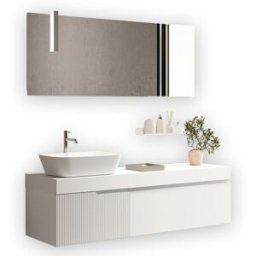 AQA DESIGN Mueble de baño 7 piezas en mdf blanco mate