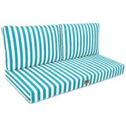Deco Arts Cojines para sofá jardín 120x60cm - rayas turquesas