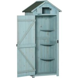 Outsunny Armario de jardín 77x54.2x179 cm azul claro