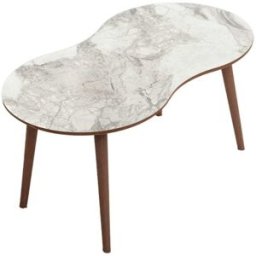 Calicosy Mesa de centro con tablero orgánico decoración mármol blanco l99 cm