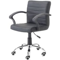 ORESTELUCHETTA Silla oficina negra piel sintética, metal cromado 82-92x57x56