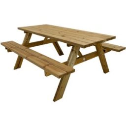 Axi Mesa de picnic para 6 personas de madera, marrón, 177 x 154 cm