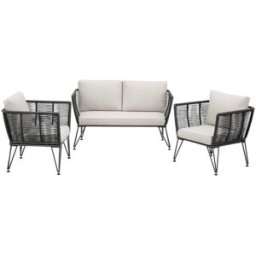 Tectake Conjunto de salón para jardín con 1 sofá y 2 sillones, poliratán